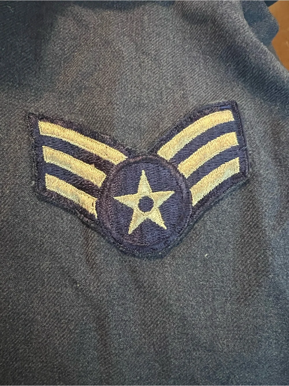 Vintage 50s Air Force USAF Cropped 100%Wool Jacket Blue Senior Airman L-0343 38R
